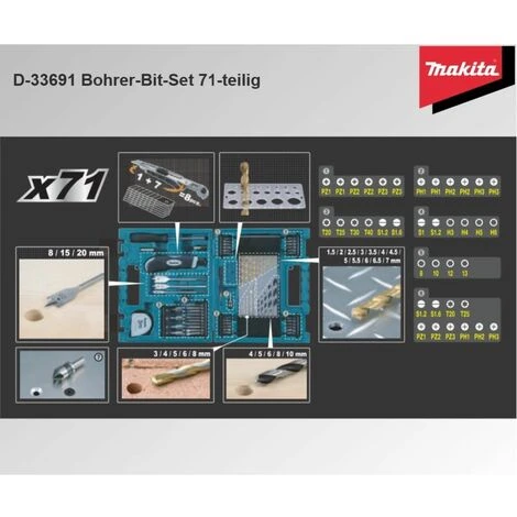 MAKITA Bit- Und Bohrerset D-33691 71-teilig Im Koffer 2 MAKITA Bit- Und Bohrerset D-33691 71-teilig Im Koffer – Bild 2