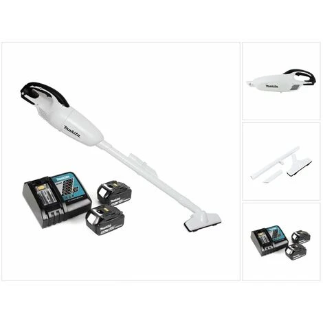 Makita DCL 180 RT W Akku Staubsauger 18 V Weiß + 2x Akku 5,0 Ah + Ladegerät 4 Makita DCL 180 RT W Akku Staubsauger 18 V Weiß + 2x Akku 5,0 Ah + Ladegerät – Bild 4