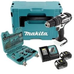 Makita DHP 482 RTJ W Akku Schlagbohrschrauber 18V 62Nm Im Makpac + 2x 5,0 Ah Akku + Ladegerät + 100 Tlg. Bit & Bohrer Set -MAKITA SHOP 19498664 3