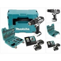 Makita DHP 482 RTJ W Akku Schlagbohrschrauber 18V 62Nm Im Makpac + 2x 5,0 Ah Akku + Ladegerät + 100 Tlg. Bit & Bohrer Set -MAKITA SHOP 19498664 5
