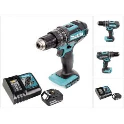 Makita DHP 482 RG1 Akku Schlagbohrschrauber 18 V 62 Nm + 1x Akku 6,0 Ah + Ladegerät