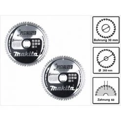 Makita CMSXF26080G SPECIALIZED EFFICUT Sägeblatt 260 X 30 X 1,65 Mm 2 Stk. ( 2x B-67284 ) 60 Zähne Für Holz -MAKITA SHOP 22986046 5