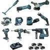 Satz Aus 10 BL1850-Maschinen (DCL180 + DHP481 + DTD154 + DGA506 + DHS680 + DHR243 + DTM51 + DJR18 MAKITA - DLX1011PTJ