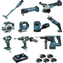 Satz Aus 10 BL1850-Maschinen (DCL180 + DHP481 + DTD154 + DGA506 + DHS680 + DHR243 + DTM51 + DJR18 MAKITA - DLX1011PTJ