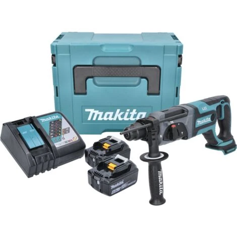 Makita DHR 241 RGJ Akku Bohrhammer 18 V 2,0 J SDS Plus + 2x Akku 6,0 Ah + Ladegerät + Makpac 2 Makita DHR 241 RGJ Akku Bohrhammer 18 V 2,0 J SDS Plus + 2x Akku 6,0 Ah + Ladegerät + Makpac – Bild 2