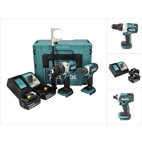 Makita DLX 2176 TJ Akku Kombo Kit 18 V Mit DHP 481 115 Nm Brushless + DTD 152 165 Nm + 2x Akku 5,0 Ah + Ladegerät + Makpac 2 Makita DLX 2176 TJ Akku Kombo Kit 18 V Mit DHP 481 115 Nm Brushless + DTD 152 165 Nm + 2x Akku 5,0 Ah + Ladegerät + Makpac – Bild 2