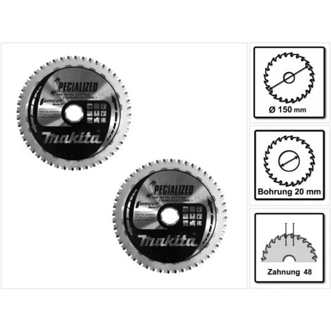 Makita MCCS15048E SPECIALIZED EFFICUT Sägeblatt 150 X 20 X 1,1 Mm 2 Stk. ( 2x B-69331 ) 48 Zähne Für Metall 1 Makita MCCS15048E SPECIALIZED EFFICUT Sägeblatt 150 X 20 X 1,1 Mm 2 Stk. ( 2x B-69331 ) 48 Zähne Für Metall