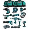 MAKITA Kit MK1002 (DHP481+ DHR243+ DGA504+ DTD152+ DJV182+ DSS610+ DJR186+ DBO180+ DTM51+ DML802+ 3x5,0Ah + DC18RD + 2xLXT600)
