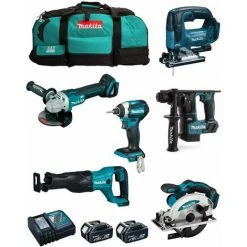 MAKITA Kit MK602 (DHR171 + DGA504 + DTD154 + DJR186 + DJV182 + DSS610 + 2 X 5,0 Ah + DC18RC + 2 X LXT600)