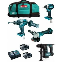 MAKITA Kit MK402 (DHP481 + DHR171 + DGA504 + DTD153 + 2 X 5,0 Ah + DC18RC + LXT600)