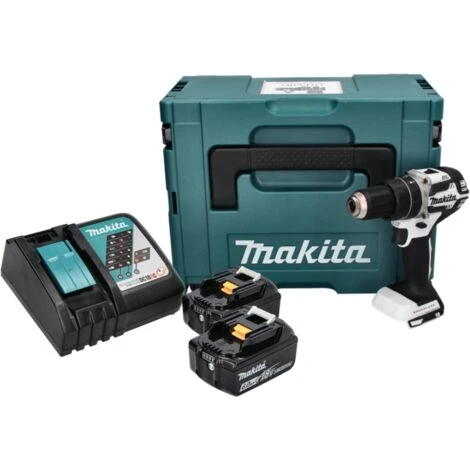 Makita DHP 484 RGJ W Akku Schlagbohrschrauber 18 V 54 Nm Brushless Weiß + 2x Akku 6,0 Ah + Ladegerät + Makpac 2 Makita DHP 484 RGJ W Akku Schlagbohrschrauber 18 V 54 Nm Brushless Weiß + 2x Akku 6,0 Ah + Ladegerät + Makpac – Bild 2