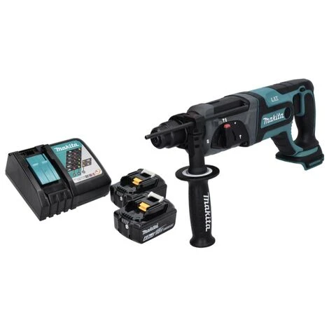 Makita DHR 241 RG Akku Bohrhammer 18 V 2,0 J SDS Plus + 2x Akku 6,0 Ah + Ladegerät 2 Makita DHR 241 RG Akku Bohrhammer 18 V 2,0 J SDS Plus + 2x Akku 6,0 Ah + Ladegerät – Bild 2