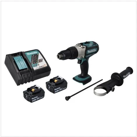 Makita DHP 451 RT Akku Schlagbohrschrauber 18 V 80 Nm + 2x Akku 5,0 Ah + Ladegerät 2 Makita DHP 451 RT Akku Schlagbohrschrauber 18 V 80 Nm + 2x Akku 5,0 Ah + Ladegerät – Bild 2