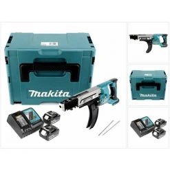 Makita DFR 750 RGJ Akku Magazinschrauber 18V 45-75mm + 2x Akku 6,0Ah + Ladegerät + Makpac