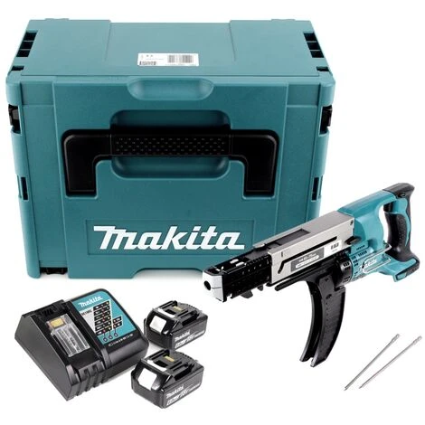 Makita DFR 750 RGJ Akku Magazinschrauber 18V 45-75mm + 2x Akku 6,0Ah + Ladegerät + Makpac 2 Makita DFR 750 RGJ Akku Magazinschrauber 18V 45-75mm + 2x Akku 6,0Ah + Ladegerät + Makpac – Bild 2