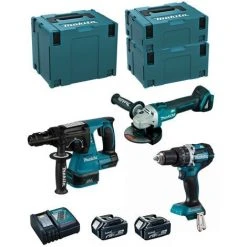 MAKITA Kit MK311RTJ (DHR243 + DHP484 + DGA504 + 2 X 5,0 Ah + DC18RC + MAKPAC 2 + MAKPAC 3 + MAKPAC 4)