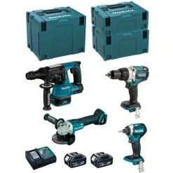 MAKITA Kit MK408RTJ (DHR243 + DHP481 + DTD154 + DGA504 + 2 X 5,0 Ah + DC18RC + MAKPAC 2 + MAKPAC 3 + MAKPAC 4)