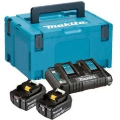 Makita 197629-2 18V Li-Ion Akku-Starterset (2x 5.0Ah) + Doppel-Schnellladegerät In MAKPAC
