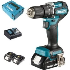 Makita Akku-Schlagbohrschrauber Im MACPAK DHP487RAJ Inkl. 2 Akkus Und Ladegerät