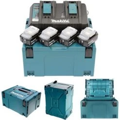 MAKITA SHOP 11 Makita Set KIT Energy 4x Akku 1850B, 1 Doppelschnellladegerät X DC18RD 1x MAKPAC Gr. 3 Inkl. Einlage