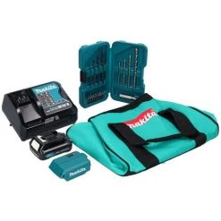 Makita DF 333 DSAX6 Akku Bohrschrauber 12 V 30 Nm + 1x Akku 2,0 Ah + Ladegerät + 17 Tlg. Zubehörset + Kühlbox