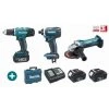 3er Set MAKITA 18V 3 Akkus 3Ah + Ladegerät + Bohrschrauber DDF453 + Schlagschrauber DTD152 + Schleifer DGA452 - LMK2