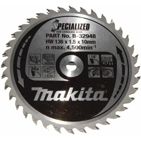 MAKITA SPECIALIZED Sägeblatt 136x10x36Z | B-32948 1 MAKITA SPECIALIZED Sägeblatt 136x10x36Z | B-32948