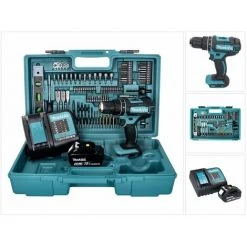 Makita DHP 482 SGX5 Akku Schlagbohrschrauber 18 V 62 Nm + 1x Akku 6,0 Ah + Ladegerät + 101 Tlg. Zubehör Set + Koffer