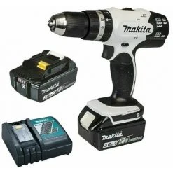 MAKITA 18V Akku-Schlagbohrschrauber Weiß DHP453RFEW | 2xAkku 3,0 Ah Im Koffer