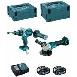 MAKITA Kit DLX2130TJ2 (DGA504 + DHP481 + 2 X 5,0 Ah + DC18RC + MAKPAC 2 + MAKPAC 3)